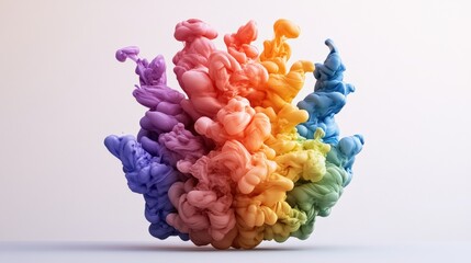 Poster - Striking rainbow colored cloud forming a stunning display of vibrant colors emanating against a clean white background