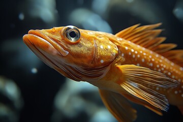 Poster - Vibrant orange fish swimming gracefully in an aquarium environment showcasing marine life