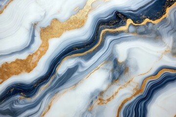 Poster - Elegant marble design featuring gold accents in rich blue and white tones, perfect for interior decor inspiration
