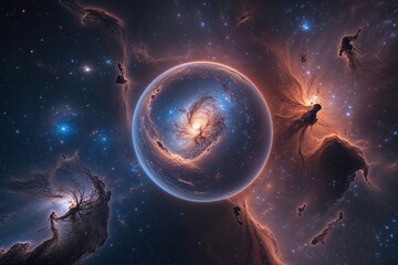 Wall Mural - high resolution 360 degree deep space nebula hdri spherical environment map and cosmic background