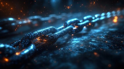Poster - Futuristic Blockchain Concept with Interconnected Digital Chains in Cyberpunk Style