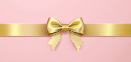 Poster - Elegant Golden Ribbon Frame on a Light Pink Background for Creative Design Projects