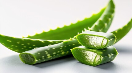 Poster - An attractive aloe vera plant standing out with its lush green leaves on a bright white background for visual appeal