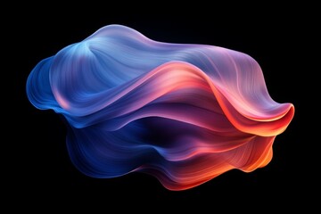 Poster - Colorful flowing abstract fabric against a black background demonstrating light and motion