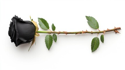 Poster - Striking black rose flower displayed in full detail against a crisp white background for artistic and decorative uses