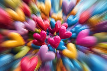 Poster - Vibrant hearts in an explosion of color and love creating a festive atmosphere for celebrations and special occasions