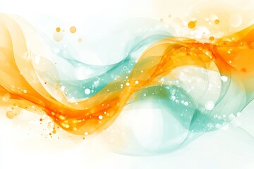 Aufkleber - Fluid swirls of orange and teal create a vibrant abstract design with soft curves in a bright setting