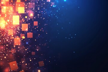 Aufkleber - Colorful abstract background with glowing squares and particles creating a vibrant atmosphere for digital designs