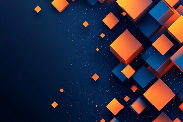 Poster - Abstract design featuring colorful 3D cubes scattered on a dark background with a modern aesthetic