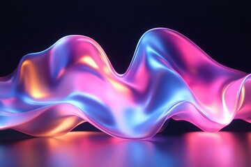 Poster - Colorful translucent waves create a dynamic visual effect under dramatic lighting at night
