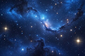 Wall Mural - Cobalt Cosmic Background with Gleaming Stars and Nightfall Nebula