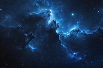 Wall Mural - cosmic nature background: star nebula and dark universe scene with deep blue and black gradient