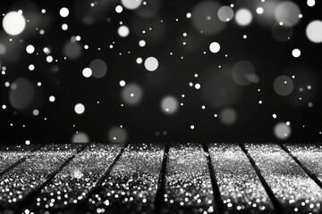 Aufkleber - Magical winter atmosphere with sparkling snowflakes and shimmering surfaces in a dark setting