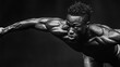 © Tahsin - Powerful muscular man bodybuilder fitness strong athlete black and white photography male grit sport