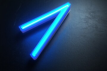 Poster - Neon blue number seven illuminated on textured black surface at night