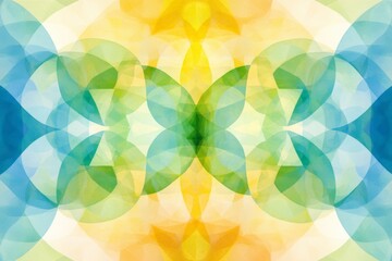 Aufkleber - Colorful abstract pattern showcasing vibrant hues of blue, green, and yellow with smooth, rounded shapes in a symmetrical design