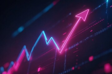 Aufkleber - Visual representation of a rising trend in data analytics using vivid neon colors at night