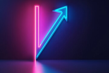 Fototapete - Neon arrow and line design symbolizing progress and direction in vibrant blue and pink lighting
