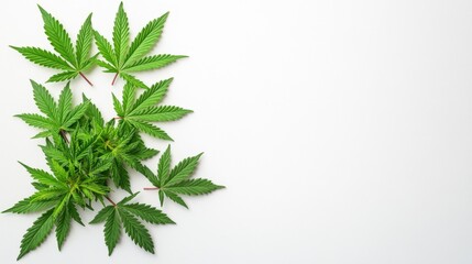 Poster - abundant bunch of fresh cannabis leaves displaying rich green color in a photo realistic and natural