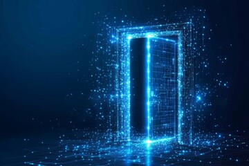 Leinwandbilder - Digital door opening into a bright realm of light and technology in a futuristic setting