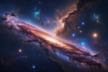 Wall Mural - abstract galaxy and nebula in deep space with stars and brilliant colors