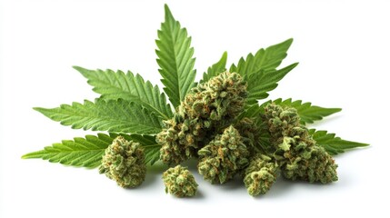 Poster - close-up view of cannabis buds showcasing rich colors and textures in a well-lit natural setting