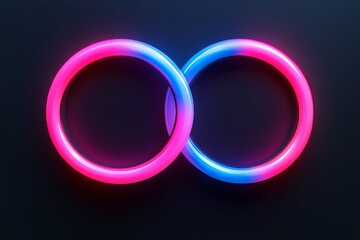 Aufkleber - Bright neon rings intertwined on a dark background create an eye-catching visual display at night