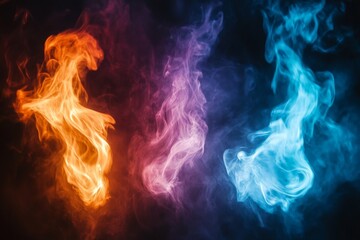 Poster - Colorful flames dance in the darkness creating a mesmerizing display of light and movement
