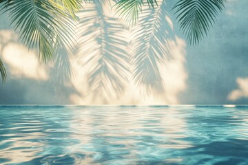 Poster - Reflections of palm leaves on tranquil waters during a serene tropical day in a peaceful setting
