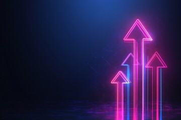 Aufkleber - Colorful neon arrows symbolize growth and progress in dark background setting