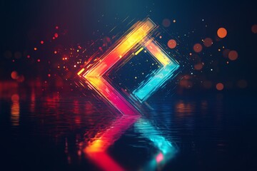 Aufkleber - Vibrant abstract design with dynamic shapes and colorful reflections on a dark background