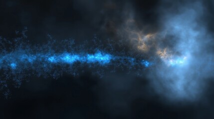 glowing blue nebula with cosmic dust in deep space. ethereal galaxy light with misty clouds and brig