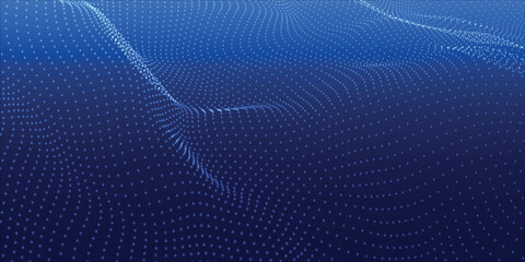 Poster - Futuristic dot wave. Abstract digital particle wave. Technology background. Colored musical wave. Light background. Digital background with smooth, wavy curves. 3D vector illustration
