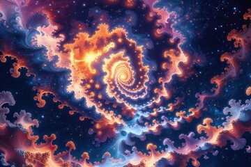 Wall Mural - Dreamy Surreal Fractal Designs Drifting Through the Cosmos - Vivid Cosmic Wallpaper and Illustrations