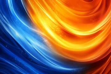 Aufkleber - Colorful abstract waves of orange and blue flowing harmoniously in a swirling pattern, creating a vivid visual experience