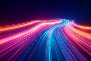 Aufkleber - Bright light trails create a vibrant abstract pattern in a dark background