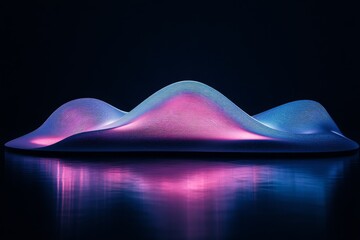 Poster - Contemporary abstract sculpture illuminated with vibrant colors showcasing smooth contours and reflective surfaces