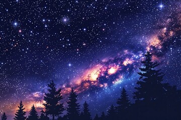 Wall Mural - starlit night sky background - outer space vector design
