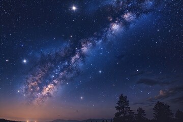 Wall Mural - starry night sky with celestial stars and abstract galaxy