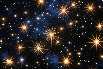 Wall Mural - sparkling stars in the night sky on a black background