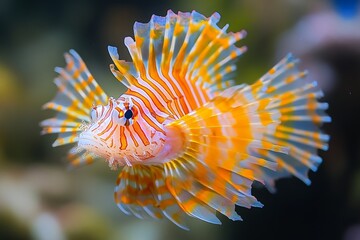 Poster - Vibrant lionfish gracefully swimming through a colorful coral reef in a tranquil marine environment