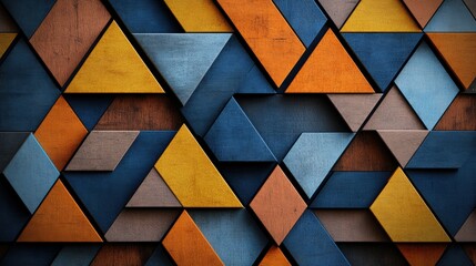 Poster - An artistic wall featuring various geometric shapes in different colors creating a playful and modern atmosphere
