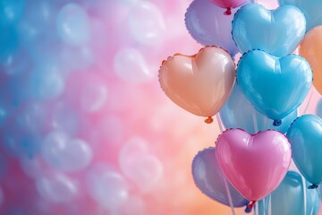Poster - Heart-shaped balloons create a cheerful atmosphere for celebrations at a colorful event setting
