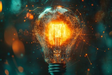 Aufkleber - Bright light bulb illuminating ideas and creativity in a dark environment with intricate designs