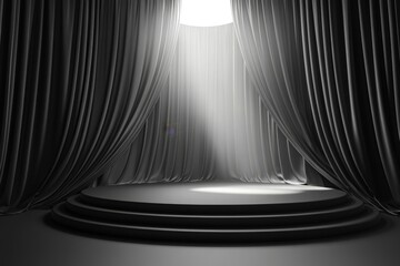 Leinwandbilder - Stage with dramatic curtains and spotlight enhances anticipation for a performance at a theater