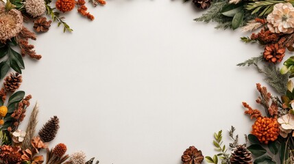 Poster - Watercolor wreath made of beautiful flowers and leaves creating a stunning floral background for any occasion