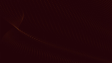 Poster - Futuristic dot wave. Abstract digital particle wave. Technology background. Colored musical wave. Dark background. Digital background with smooth, wavy curves. 3D vector illustration