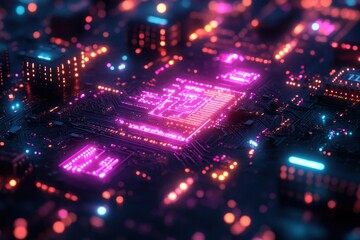 Poster - Artificial Intelligence Server Room Futuristic Data Center Processing Big Data Technology Network Cyberspace