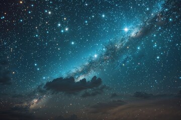 Wall Mural - Cerulean Cosmic Night Sky with Shimmering Stars and Starfield Beauty