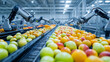 © Daria94 - Robots are efficiently sorting and inspecting apples and oranges on conveyor belts in a fruit processing facility. The well-lit space showcases advanced technology in agricultural production